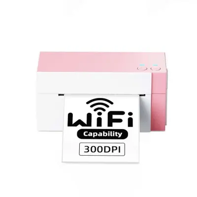 WiFi termični tiskalnik etiket 300dpi, WiFi+Bluetooth, 108mm White+Pink
