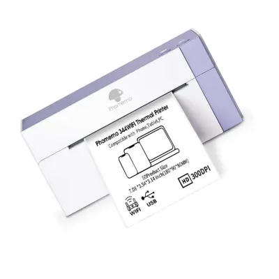WiFi termični tiskalnik etiket 300dpi, WiFi+Bluetooth, 108mm white + purple