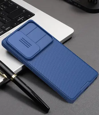 Odprta emb - Ovitek za telefon Samsung Galaxy S25 Plus/S25+,ohišje za telefon Nillkin CamShield Pro Primer,Zaščitni primer za drsni objektiv,modra