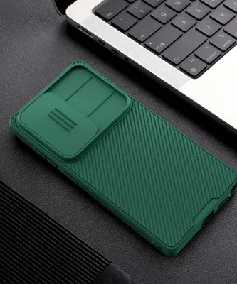 Odprta emb - Ovitek za telefon Samsung Galaxy S25 Plus/S25+,ohišje za telefon Nillkin CamShield Pro Primer,Zaščitni primer za drsni objektiv,zelena