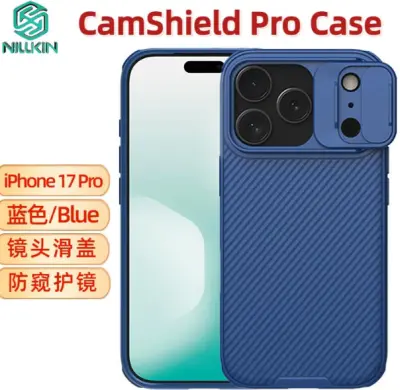 Odprta emb - Ovitek za telefon iPhone 17 Pro,ohišje za telefon Nillkin CamShield Pro Primer,Zaščitni primer za drsni objektiv,modra