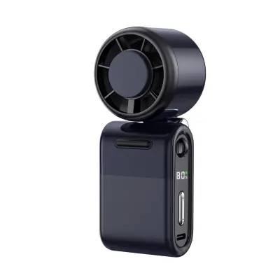 3-v-1 Zložljiv prenosni ventilator – USB, zaslon, 5-stopenj, 3000mAh Black