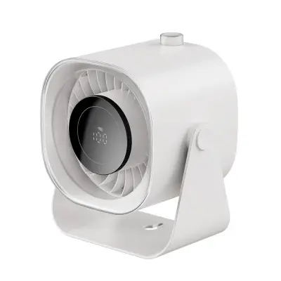 Mini jekleni ventilator za namizje in steno, 5000mAh, digitalni zaslon White