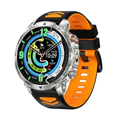 Pametna ura z Bluetooth klici, 1.7 inch IPS zaslon, 1400mAh baterija Silver Orange