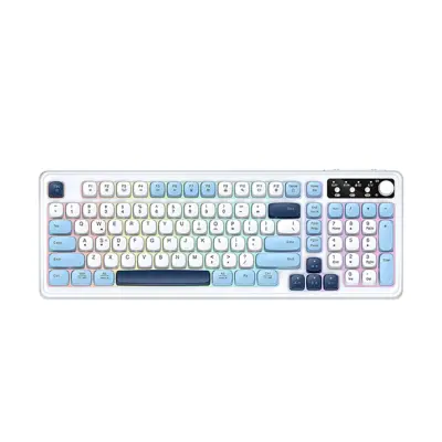 Tri-barvna žična tipkovnica z RGB in odstranljivim Type-C kablom White + Blue