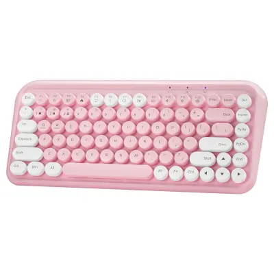 84-tipkovna kompaktna brezžična tipkovnica, Bluetooth in 2.4G Pink