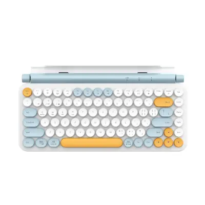 Dual-mode brezžična igralna tipkovnica, 87 tipk, retro okrogle tipke Blue