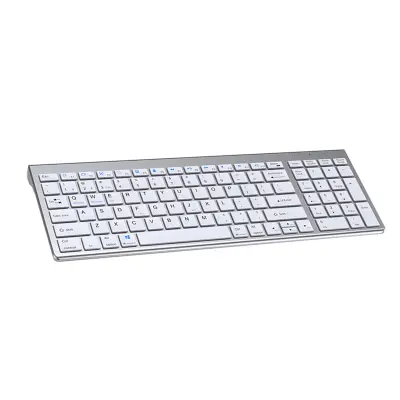 Brezžična dvosmerna tipkovnica 2.4G + Bluetooth 5.0/3.0, USB/Type-C Silver+White