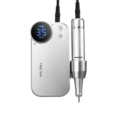 Prenosni brezžični sveder za nohte z LED, 4500mah, ABS Silver