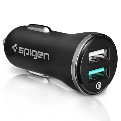 SPIGEN F27QC QC3.0 AVTO POLNILEC ZA TELEFONE Z 2 VHODOM, VISOKA MOČ