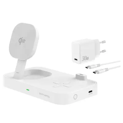 4SMARTS QI2 TRIDENT 2-V-1 INDUKTIVNI POLNILEC ZA MAGSAFE IPHONE 13 14 15 30 W