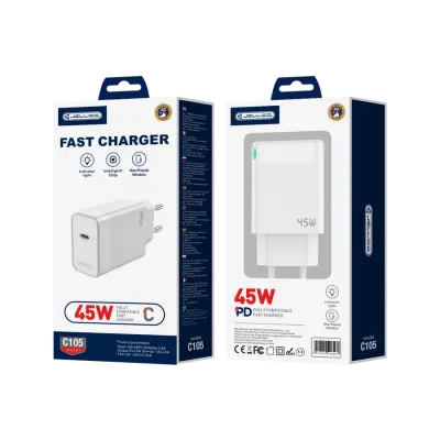 POLNILEC JELLICO C105 PD 45W 1XUSB-C ZA TELEFONE SAMSUNG HUAWEI, TABLICE