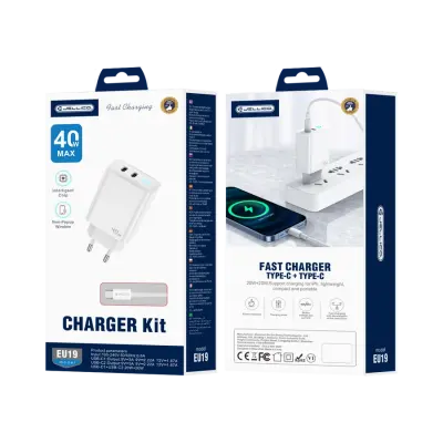 JELLICO EU19 GAN PD 40W 2XUSB-C STENSKI POLNILEC ZA TELEFONE 11 12 13 14