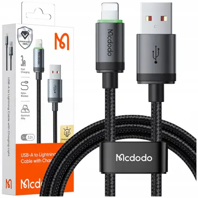 POLNILNIK MCDODO USB LIGHTNING KABEL ZA HITRO POLNJENJE ZA IPHONE 1M LED