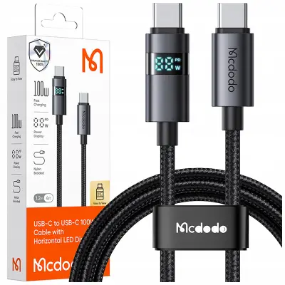 MCDODO KABEL Z ZASLONOM USB-C HITRO POLNJENJE USB TIPA C 5A 100W 1M
