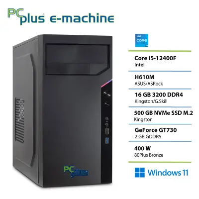 Namizni računalnik PCPLUS e-machine i5 12400F, 16 GB RAM, 500 GB SSD, GT730, W11