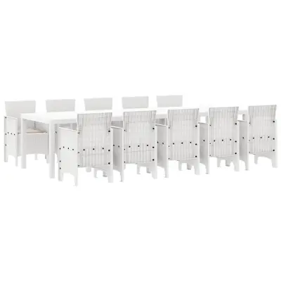 vidaXL Komplet za jedilnico v vrtu z blazino 11 pcs Bela in taupe