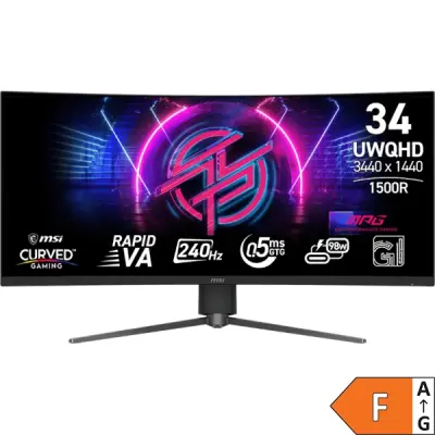 Monitor MSI MPG 346CQRF X24 86,4 cm (34"), 3440x1440, Rapid VA, 0,5 ms, ukrivljen, nastavljiva višina|Gaming