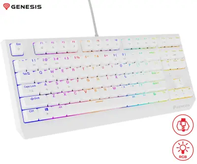 GENESIS THOR 230 TKL gaming mehanska tipkovnica, žična, RGB LED, Hot-Swap, Anti-Ghosting, Outemu Red stikala, programska oprema, bela