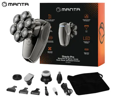 Brezžični strižnik MANTA SHAVIO PRO HS-02CH, za obraz/glavo/telo
