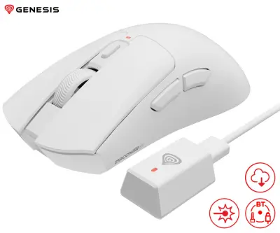 Brezžična gaming miška GENESIS ZIRCON 880 PRO, bela