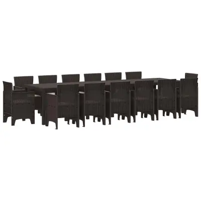 vidaXL Komplet za jedilnico v vrtu 15 pcs Rjava Polt rattan