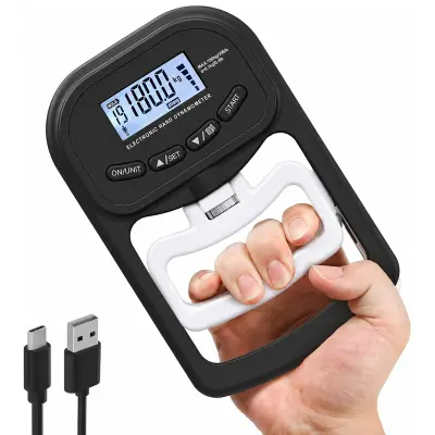 180kg polnilni elektronski ročni dinamometer za merjenje prijema White+Black
