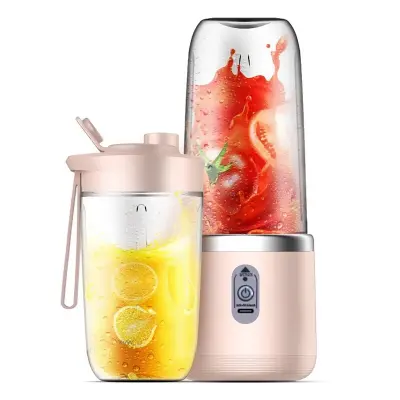 Prenosni polnilni mešalnik za sok 6 rezil 400ml z enim pokrovom Pink