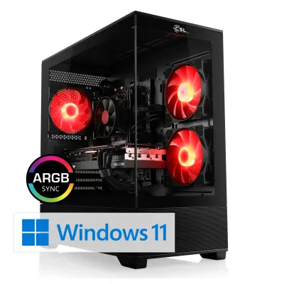CSL Gaming PC M12240H, AMD Ryzen 7 8700F (8x4100 MHz), Radeon RX 9070, 32 GB DDR5-RAM, SSD 1 TB, Windows 11 Home