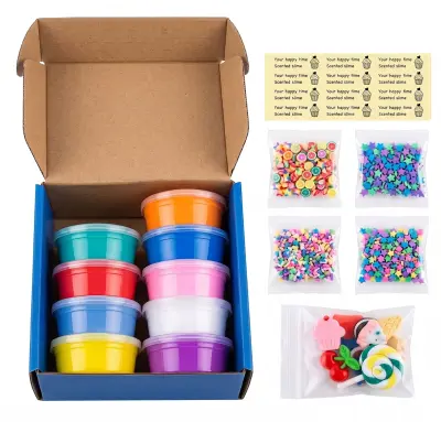 Super glinena sluz (9 kosov) |Super glinena sluz za otroke 9 kosov, mehka nestrupena slime igrača proti stresu, ustvarjalna barvna sluz | CLAYFUN