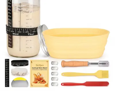 Komplet za pripravo droži 1000 ml, steklen kozarec, silikonske košare za vzhajanje, termometer za fermentacijo | SOURBAKER
