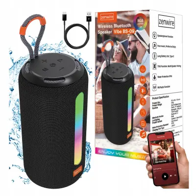 Zenwire BS-09 Bluetooth zvočnik 26 W, FM radio, TWS, IPX4, RGB, USB-C