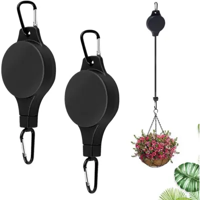 2-delni nastavljivi vitel za rastline s karabinom, nastavitve 90cm Black