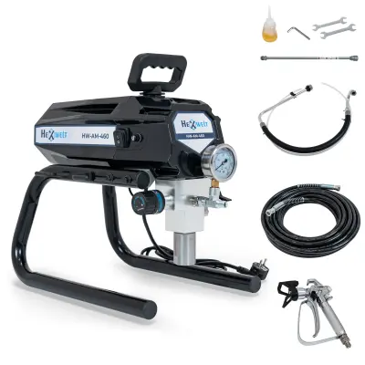 Profesionalni brezzračni barvni agregat Hexwelt HW-AM-460 – 1000 W, 210 bar, 1,8 l/min