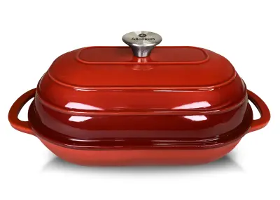Pekač litoželezo Rodeluxe Brytfanna 37,5x31x19,5x7,5 rdeča 1kos