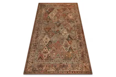 Preproga volna OMEGA KASHMIR Okvir, ornament, pastelna rdeča 200x300 cm