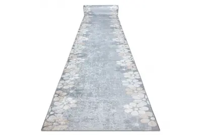 Tekač gumiran LOTUS MARGARETKA 60960 Cvetje siva pralna protizdrsna 80 80x520 cm