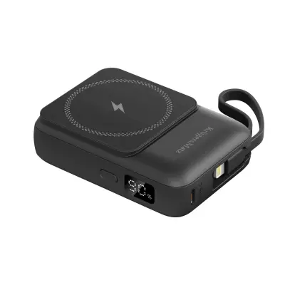 Powerbank, prenosna baterija KRUGER-MATZ 10000mAh, indukcijsko polnjene, črna