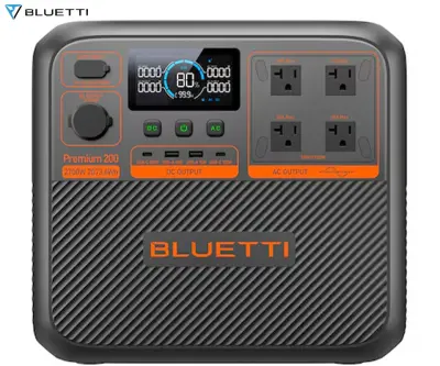BLUETTI PREMIUM 200 V2 prenosna polnilna postaja, 2600W moč, 2074Wh baterija, polnjenje / napajanje naprav, črna