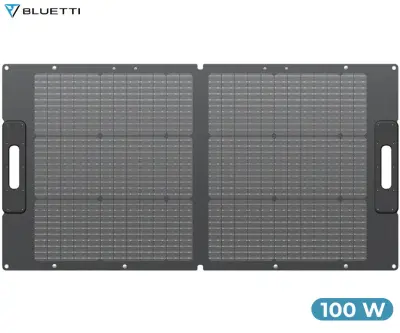 BLUETTI PV100 prenosni solarni panel, 100W moč, polnjenje polnilnih postaj, zložljiva oblika, stojalo, ročaj, UV odpornost, IP67, ETFE,  MC4, črn