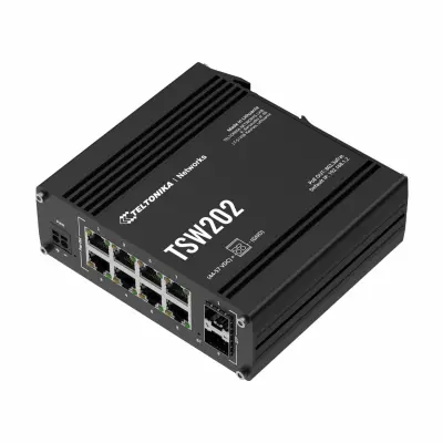 Teltonika stikalo Giga  8-port 8x PoE 2xSFP 240W DIN Mini managed TSW202