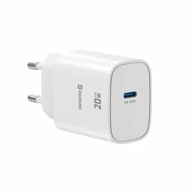Polnilec SWISSTEN EDGE GAN 1XUSB-C 20W, bel