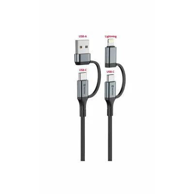 USB kabel SWISSTEN 4V1 TEXTILE 3A 1,5m, črn