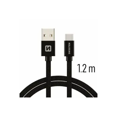 Kabel USB-C SWISSTEN TEXTILE 3A 60W 1,2m,črn