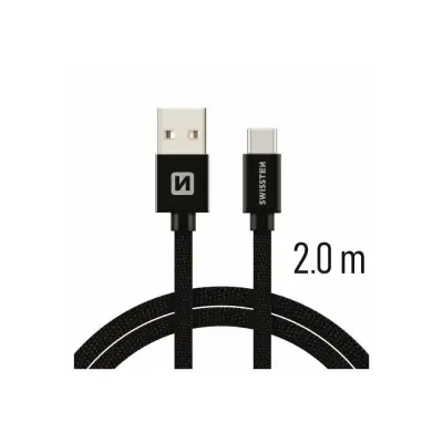 Kabel USB-C SWISSTEN TEXTILE 3A 60W 2m,črn