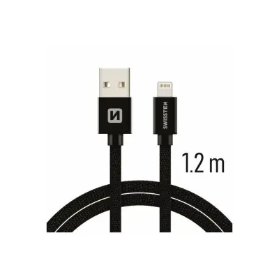 Kabel SWISSTEN LIGHTNING TEXTILE 3A 60W 1,2m,črn