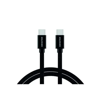 Kabel SWISSTEN USB-C-USB-C TEXTILE 3A 60W 2m,črn