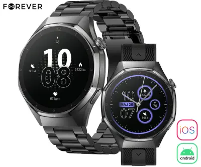 FOREVER xBASE SW-720 pametna ura, 1.43" AMOLED, 2 paščka, črna