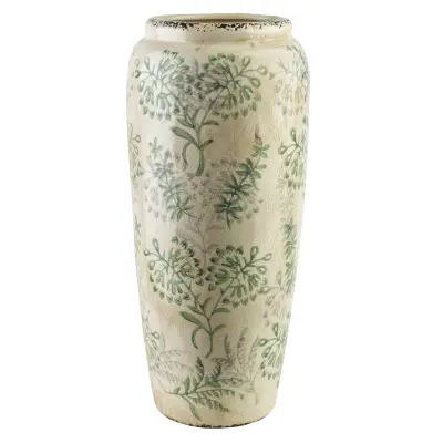 Vaza keramika MONDEX Crocket 17,5x17,5x37cm kremna 1 kos