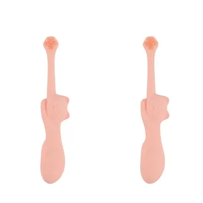 Silikonska zobna ščetka za pse in mačke (2 kosa), nežna masaža Pink